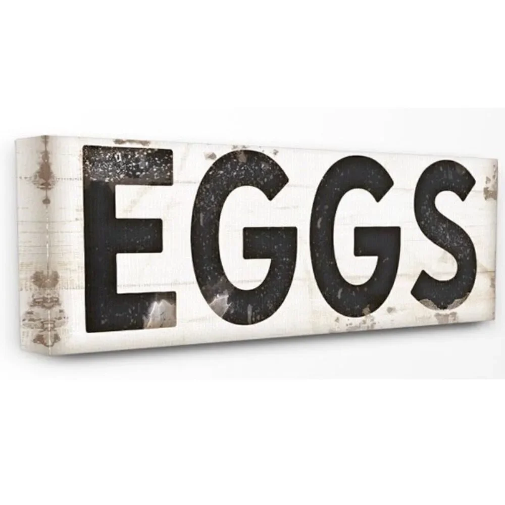 NWT The Stupell Home Decor Collection EGGS Typography Vintage  Canvas Wall Art